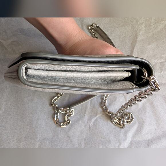 Marc Jacobs Empire City Leather Wallet Crossbody Gray Beige Bag - Picture 12 of 14